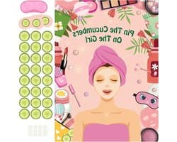 Ronte - Feestspel voor meisjesfeest, Poster Pin The Cucumber on The Girl, Make-up, Logeerpartij, Feestartikelen voor vrouwen