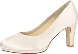 Elegante Bruidsschoenen met Blokhak en Plateau - Ivoor Satijn — thumbnail 1