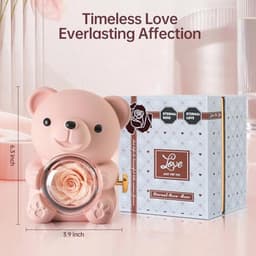 Romantische teddybeer met geconserveerde roos en hartvormige halsketting - Perfect cadeau voor Valentijnsdag, Moederdag en bruiloften — thumbnail 3