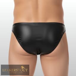 Heren Slip Wetlook met Rits Voorzijde - BDSM - PU Leder - Sexy Herenlingerie - Maat M | LS241 — thumbnail 3