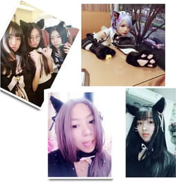 Cosplay Kat Kostuum Set voor Dames en Meisjes - Pluche Klauw Handschoenen, Oren, Staart en Kraag — thumbnail 2