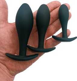 Banoch Buttplug Trainer Set | 3-delige Siliconen Anaal Plug Set | Beginner Vriendelijk | Zwart | Oplopende Maten | voor mannen en vrouwen — thumbnail 3