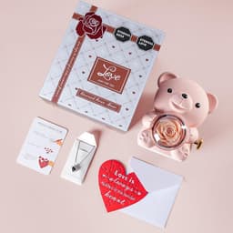 Romantische teddybeer met geconserveerde roos en hartvormige halsketting - Perfect cadeau voor Valentijnsdag, Moederdag en bruiloften — thumbnail 5