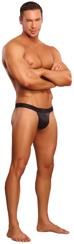 Micro G-String with Red Cockring - L/XL - Black — thumbnail 1