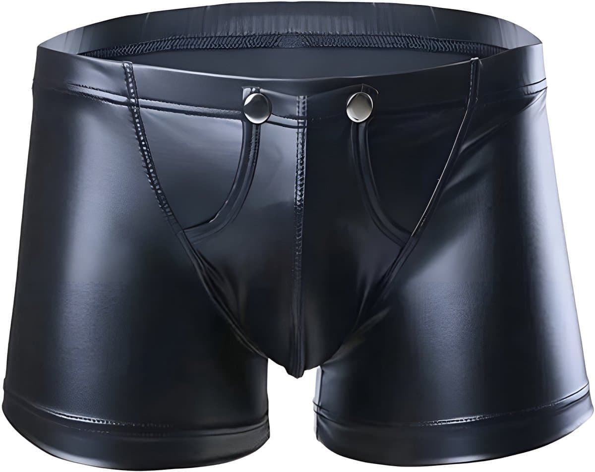 PU Lederen Boxershort - Open Kruis - Zwart - Sexy Herenondergoed | XL | LS154 — afbeelding 1