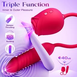 Daity Rose Vibrator voor Vrouwen – Thrusting G-spot Dildo met 10 Zuigstanden – Clitoris Stimulator – Sex Toys voor Vrouwen en Koppels – Dubbelzijdig Seksspeeltje-rood — thumbnail 2
