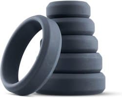 Boners - 6 Delige Cockring Set - Penisring Set voor Mannen - Extra Stimulatie - Buttplugs - Buttplug Set - Anal Plug - Sex Toys voor Mannen - Seksspeeltjes - Penisring - Cockringen - Grijs
