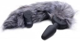 Vibrerende Anaal Plug Met Vossenstaart - Vibrerende ButtPlug - Grijs — thumbnail 5