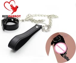 Scrotum bondage met ketting - Balzak stretcher - Lederen riem - Crusher — thumbnail 1