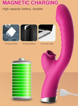 Roze Dubbele Penetratie Vibrator - Luchtdruk Vibrator - Clitoris & G Spot stimulator - Krachtig - Vibrators - Vibrators voor vrouwen - Sex toys - Vibrator-Discreet Bezorgde -Licking Sucking - sex speeltjes vrouw — thumbnail 4