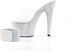 Pleaser - BEJEWELED-712RS Sandaal met enkelband, Paaldans schoenen - Paaldans schoenen - 38 Shoes - Zilverkleurig/Transparant — thumbnail 3