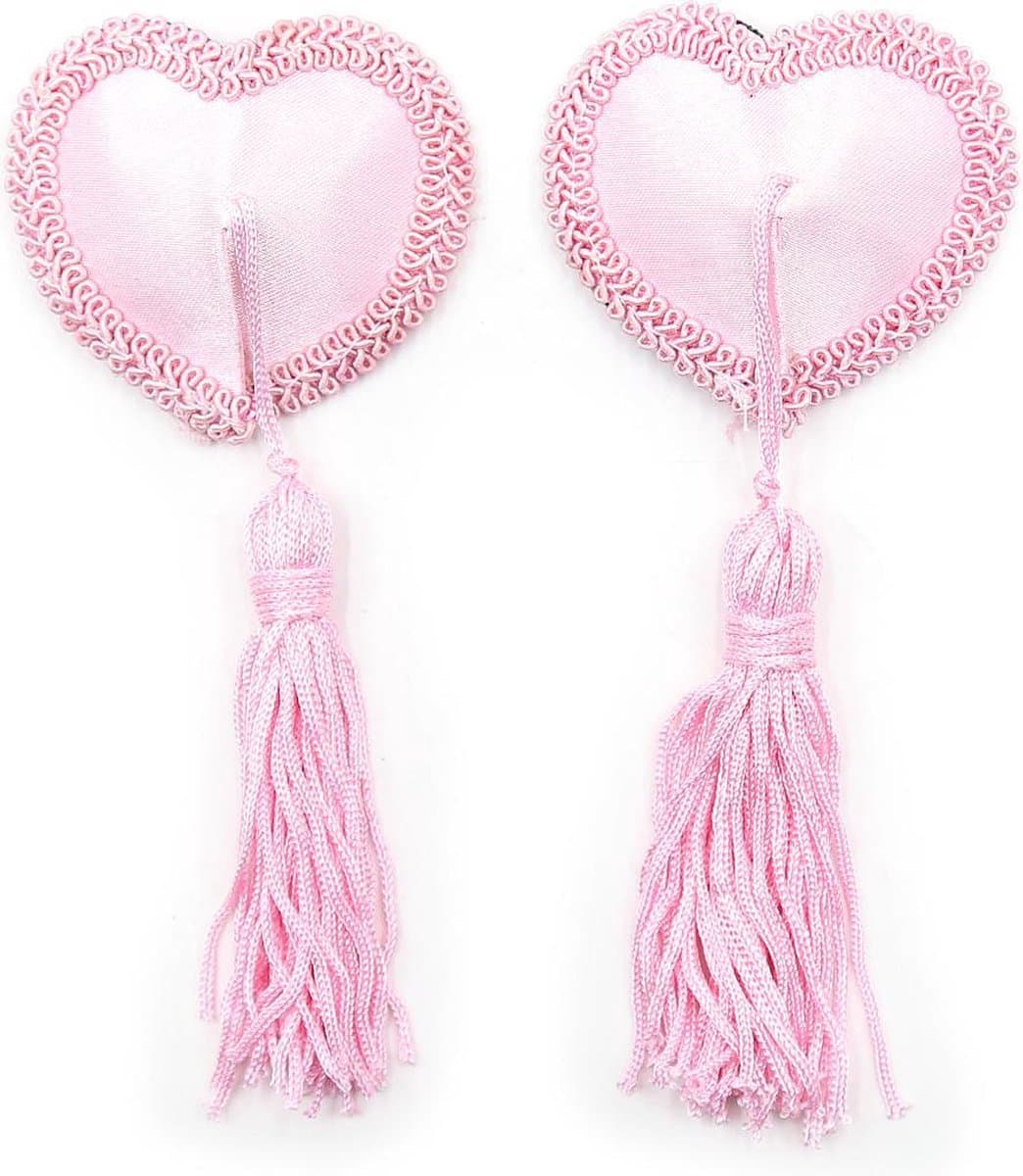 Banoch - Burlesque Heart Pink Ribbed - Tepelplakkers - Hart - Roze — afbeelding 1