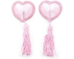 Banoch - Burlesque Heart Pink Ribbed - Tepelplakkers - Hart - Roze