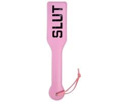 Nooitmeersaai - Paddle met letters - PU leer - Roze/zwart - SLUT