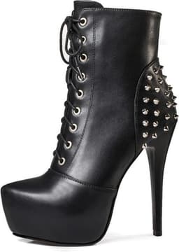 Studded laarzen met platform zool en stiletto hakken grote maat (45) zwart — thumbnail 1