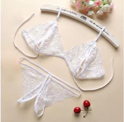 Kanten Lingerie Open kruis Wit L Sexy Hot Erotische Set Vrouwen Kant Transparante Lingerie Sexy Kostuums Nachtkleding Babydoll Open Cup Beha Lenceria — thumbnail 3