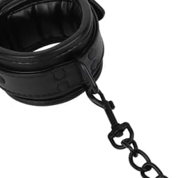 Banoch | handboeien van pu leer gevoerd | zwart | bondage — thumbnail 5