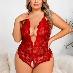 Verleidelijke Rode Plus Size Lingerie Body – Open Design - Bodysuit - Dames — thumbnail 4