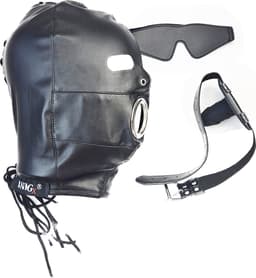 BNDGx® - BDSM Gag penis seks Masker - Nep leer stof - Vetersluiting Zwart bondage — thumbnail 3