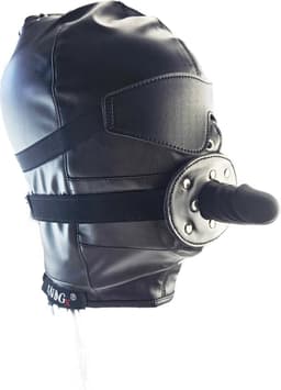 BNDGx® - BDSM Gag penis seks Masker - Nep leer stof - Vetersluiting Zwart bondage — thumbnail 2