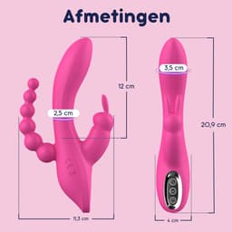 IVY LUX Oley - 3 in 1 Vibrator - Klassieke Tarzan Vibrator – G-spot, Clitoris & Anaal Stimulator – 7 Vibratiestanden – Waterdicht – USB Oplaadbaar – Rabbit Vibrator met Anaalkralen – Stil & Siliconen — thumbnail 2