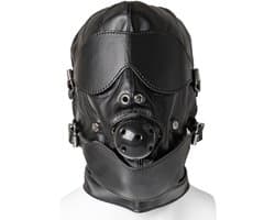 Volledige BDSM Hoofdkap met Mondknevel & Blinddoek – Verstelbare Fetish Masker voor Dominantie & Overgave
