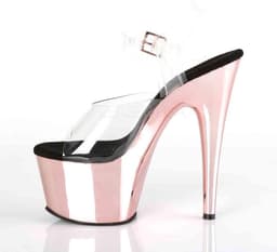 Pleaser - ADORE-708 Sandaal met enkelband, Paaldans schoenen - Paaldans schoenen - 35 Shoes - Zwart/Roze — thumbnail 3