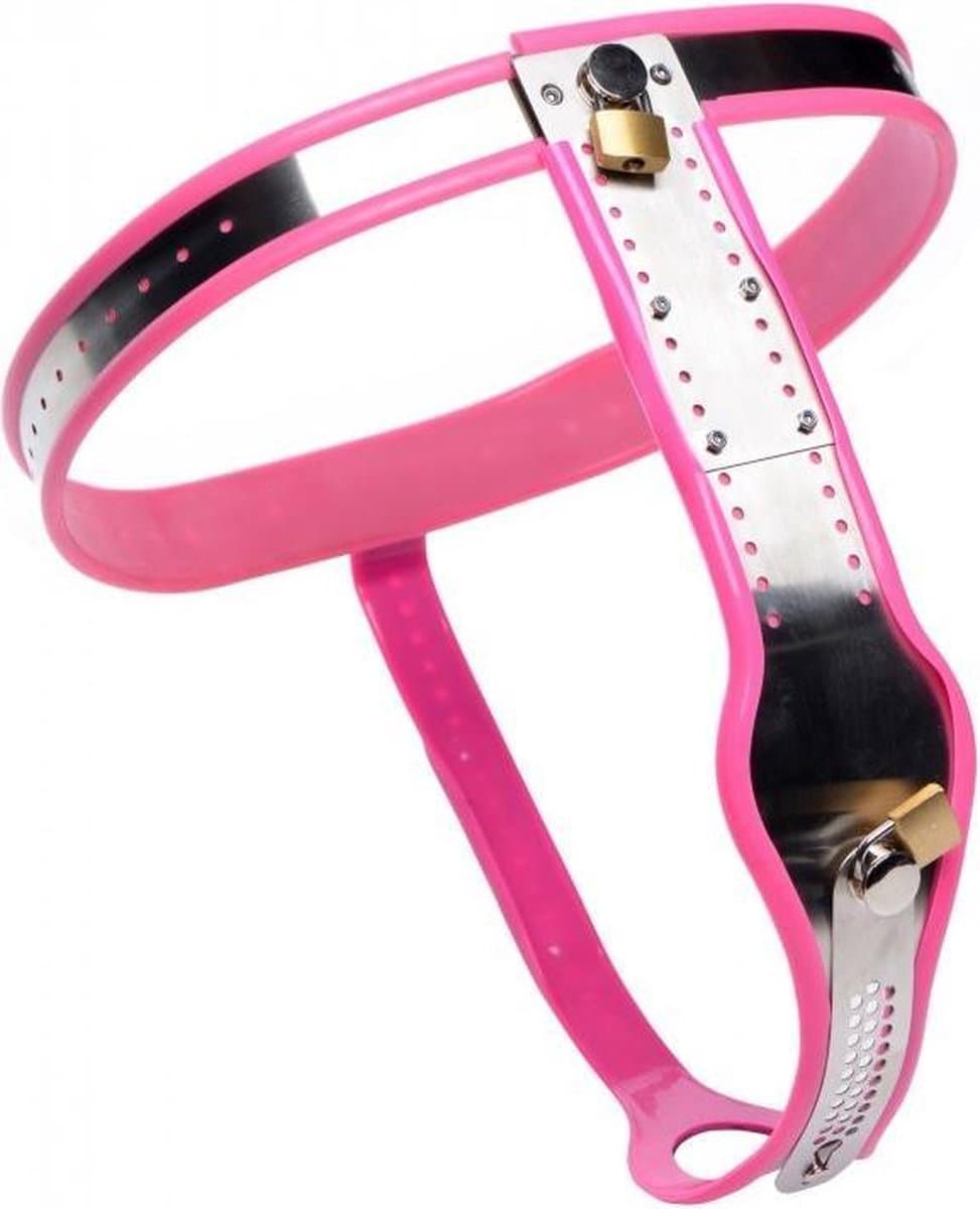 Master Series Roze Stainless Steel Adjustable Female Chastity Belt — afbeelding 1