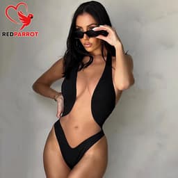 Badpak lingerie Black deluxe - 2 in 1 Bikini - Erotische zwarte lingerie - Sexy badpak - Semi-transparant - Backless - XS tot en met L — thumbnail 3