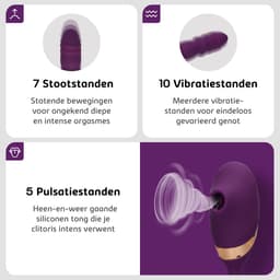 Sensual Desire® Purple Dream – Clitoris Stimulator met Tongbeweging – Stotende Dildo Vibrator – Dual Action – 10 Standen — thumbnail 3