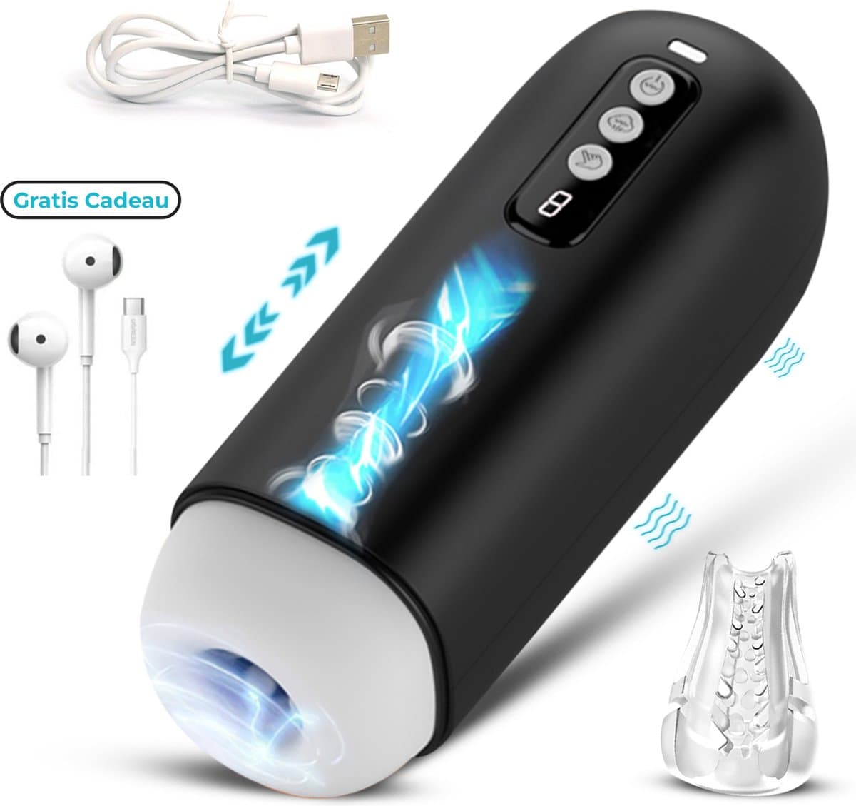 Lovemytoy® 360° deepthroat plezier en orgasme Automatische masturbator met 8 trillingsfrequenties - 8 zuigsnelheden - Vibrator voor mannen - Sex Toys voor Mannen black - Gawk Penis Stimulator — afbeelding 1