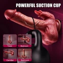 360° Realistische Thrusting Dildo Likkende Vibrator - 5-in-1 Seksspeeltje met 9 Vibraties, 9 Thrusting mode Verwarming en Tong Likkende Functie voor G-Spot en Anale Stimulatie - Dubbele Penetratie Vibrator — thumbnail 4
