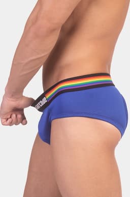 Barcode Berlin Backless Brief Pride Royal - MAAT S - Erotisch Heren Ondergoed - Slip voor Man - Sexy mannen Slip — thumbnail 2
