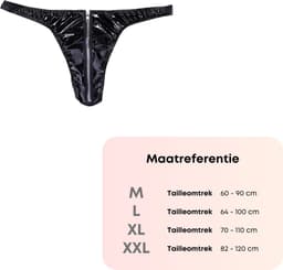 Heren Slip met Rits - Latex Look - String Zwart - Sexy Design - Mannen String - Ondergoed Maat L — thumbnail 5