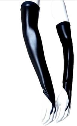 Sexy Handschoenen S/M Zwart lange lak handschoen Glans Shiny Lakleer valentijn Gogo dancing dans accessoiren lange vingerloze gloves — thumbnail 5