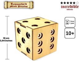 Games Art.Dice Secret Box - Secret Box - Moeilijkheidsgraad 5/6 Incredible - Gift Box - Brain Teaser - Brain Teaser - Leonardo da Vinci Collection — thumbnail 4