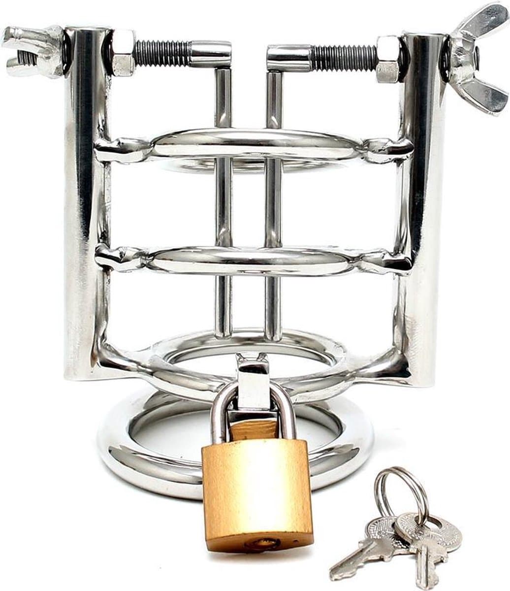 Rimba - Urinebuis Stretcher Met Cockring En Hangslot - RVS — afbeelding 1