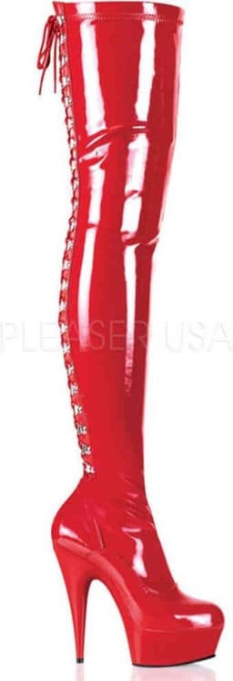 EU 42,5 = US 12 | DELIGHT-3063 | 6 Heel, 1 3/4 PF Back Lace Thigh Boot, Side Zip — thumbnail 1