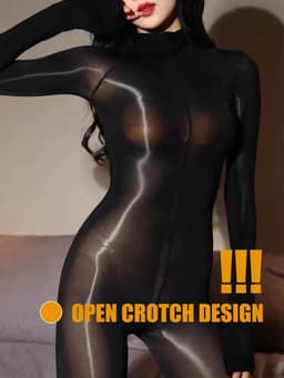 Dailygoods- Bodystocking met open kruis - Damespanty - Lange mouwen - Zijdezacht materiaal - Luxueus draagcomfort - Comfortabel gebruik — thumbnail 4