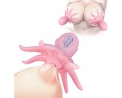 OLOEY 2 Elektrische octopus-borstmassagers en tepelvibrators met 10 vibratiestanden en zuigfunctie – Elektrische stimulator voor borsten-clitoris en tepels (likfunctie) – Seksspeeltje voor vrouwen