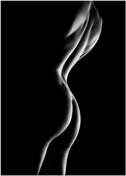 Abstracte Vrouw Body Art - Canvas Schilderij - Woonkamer Decoratie - UV-bestendige Pigmentinkt - 50x70cm - Zwart Wit — thumbnail 1