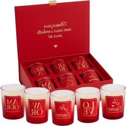 Geurkaarsen Cadeauset - Romantische Kaarsen - Sfeer Creëren - 6 Kaarsen met Boodschap - 6 Stuks - Rood — thumbnail 1