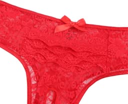 Zeloria Kanten Slip Open Kruis – String Open kruis – Rood – Dames Lingerie Slip Stretch – XXL — thumbnail 3