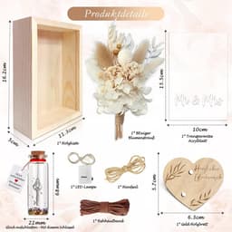 Romantische geschenkdoos - Liefdescadeau voor haar - Sfeer creëren - Met eeuwige bloemen - 16 x 11 cm - Houtkleur — thumbnail 2