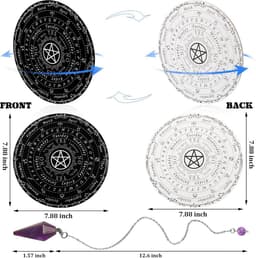 Wichelroede Bord Set - Waarnemingsspel - Intuïtie Ontwikkelen - Met Amethist Slinger - 21.59 x 31.75 cm - Zwart Wit — thumbnail 5
