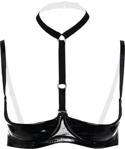 Christine le Duc - 1/4 cup BH - Dark Desire - Lingerie Erotisch - Wetlook Beha - Lak Kleding - Zwart — thumbnail 2