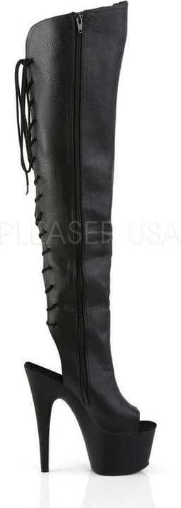 Adore-3019 plateau peeptoe overknee laars met open hiel en stiletto hak mat zwart - (EU 38 = US 8) - Pleaser — thumbnail 2