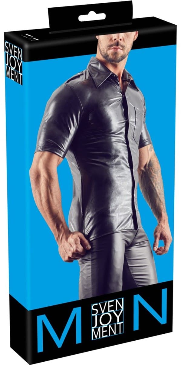 Ruige Biker Wetlook Shirt met Studs — afbeelding 1
