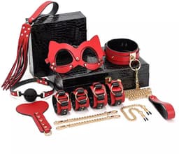 Dare to Undress – Fifty Shades of Grey – Luxe 8-delige BDSM Set met Opbergkoffer – Premium – BDSM Bondagesets - Valentijn Cadeau - Handboeien, Halsband, Masker, Gagbal & Zweep - Sex Toys voor Koppels - Seksspeeltjes voor mannen en vrouwen - Kinky — thumbnail 1