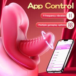 Daity Couple Vibrator for Women – Tongue-Inspired Stimulation & Silent Motor – Smart APP Sex Game Toy – rood — thumbnail 3